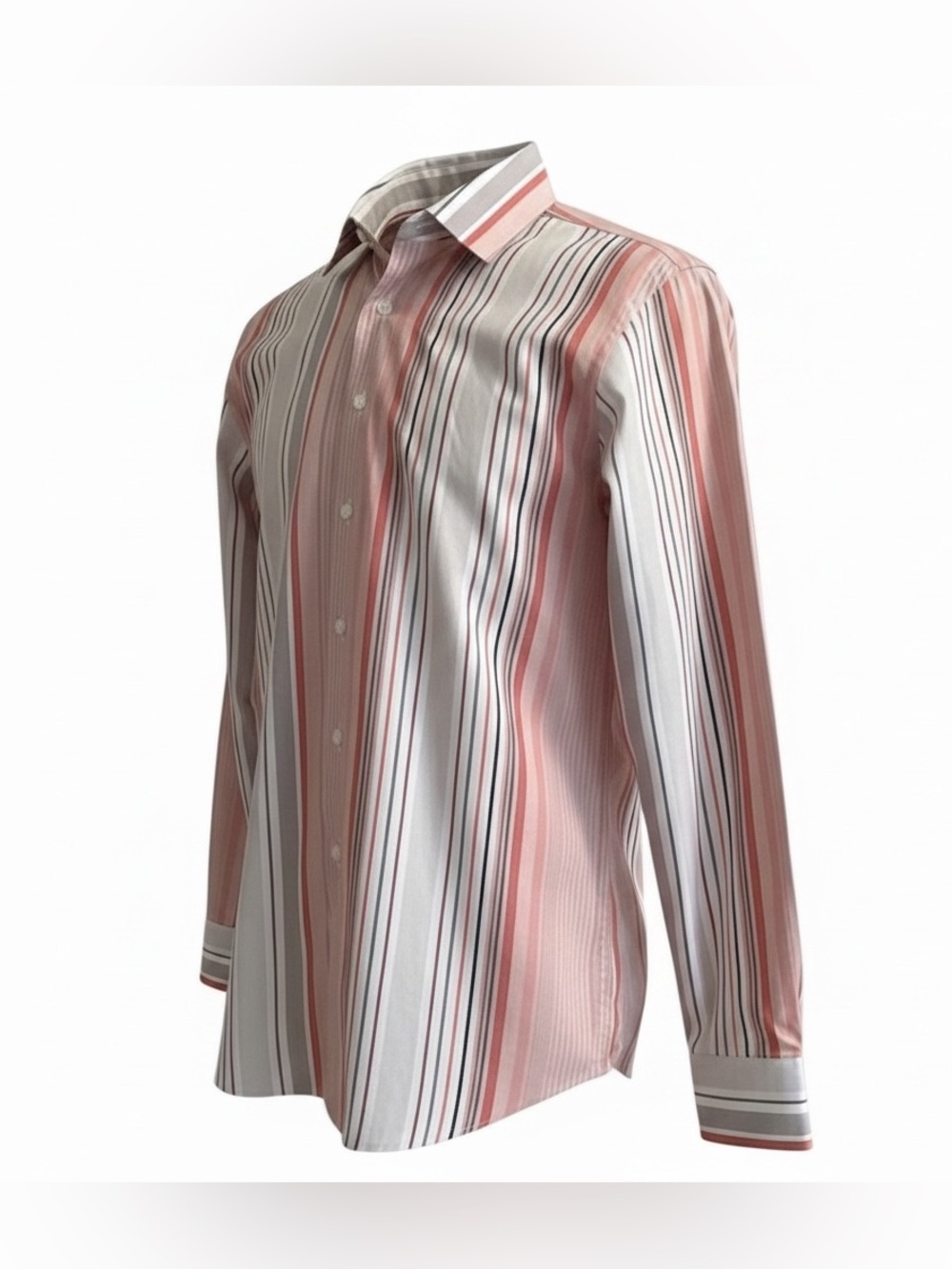 Salvatore Ferragamo Men's Pink Gray Striped Dress Shirt | Cotton | Made in Italy - Picture 5 of 13